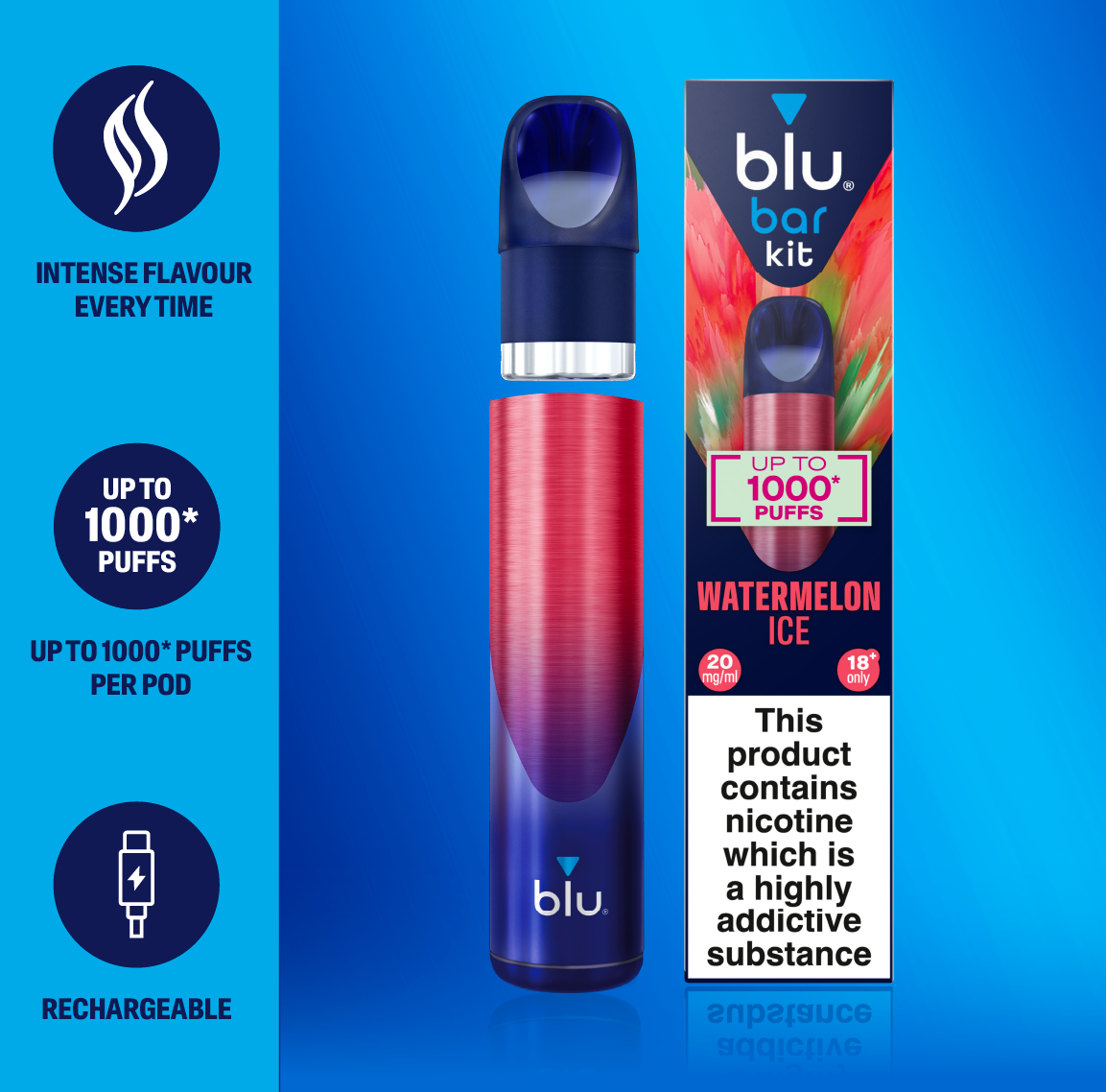 Blu 2.0 Watermelon Ice Vape Pods 18mg | 2 Pack | 2600 Puffs | UK