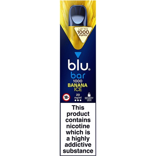 Blu Bar Banana Ice prefilled vape pods 2 pack, 20mg nic salt, UK
