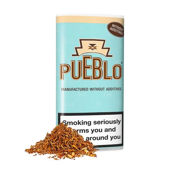 Buy Pueblo Blue Additive-Free Hand Rolling Tobacco 50g online UK. Light strength, pure American Virginia, no additives. Genuine duty-paid stock. Fast discreet delivery. 18+ only.